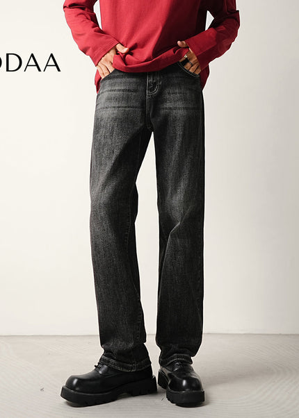 Blue Distressed Bamboo Stretch Loose Straight Jeans - 28 / Grey - Men’s Jeans