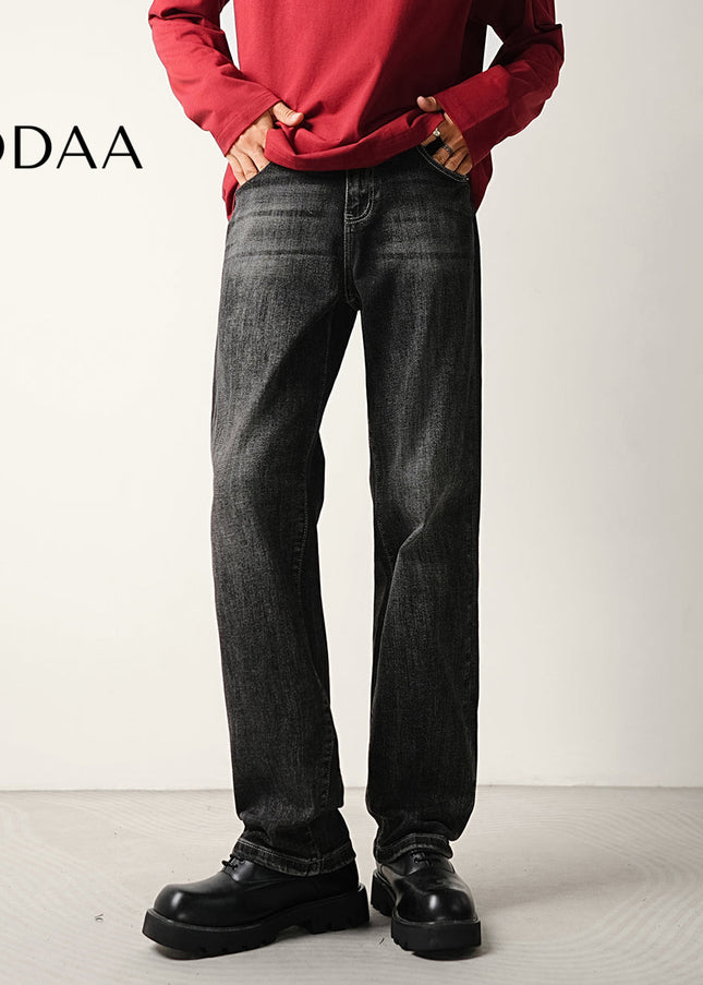 Blue Distressed Bamboo Stretch Loose Straight Jeans - 28 / Grey - Men’s Jeans