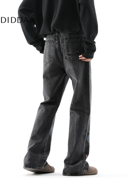 Blue Distressed Bootcut Cartoon Jeans for Men - Men’s Jeans