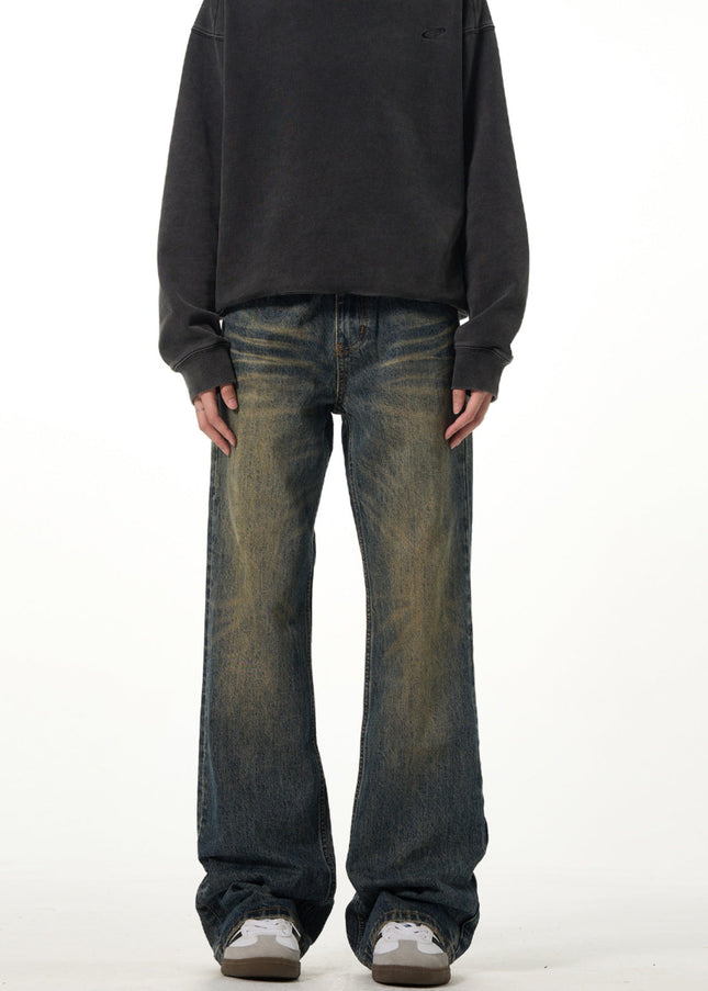Blue Distressed Bootcut Jeans for Men with Vintage Vibe - Men’s Jeans
