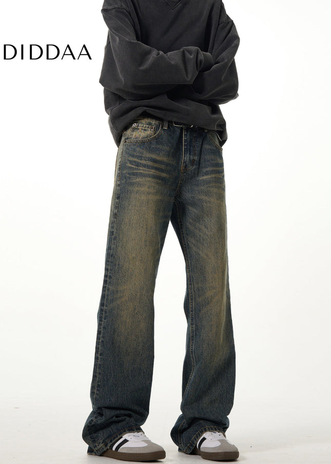 Blue Distressed Bootcut Jeans for Men with Vintage Vibe - Men’s Jeans