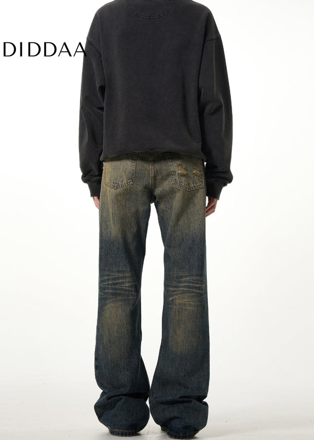 Blue Distressed Bootcut Jeans for Men with Vintage Vibe - Men’s Jeans