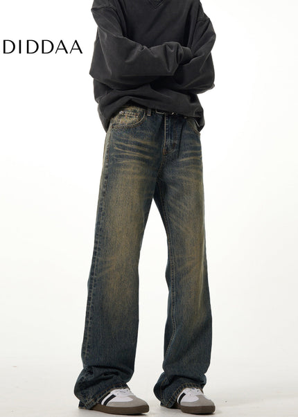 Blue Distressed Bootcut Jeans for Men with Vintage Vibe - Men’s Jeans