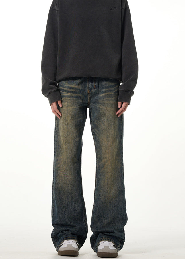 Blue Distressed Bootcut Jeans for Men with Vintage Vibe - Men’s Jeans