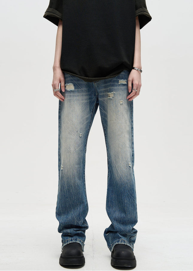 Blue Distressed Bootcut Jeans MADWITCH American Cleanfit - Men’s Jeans