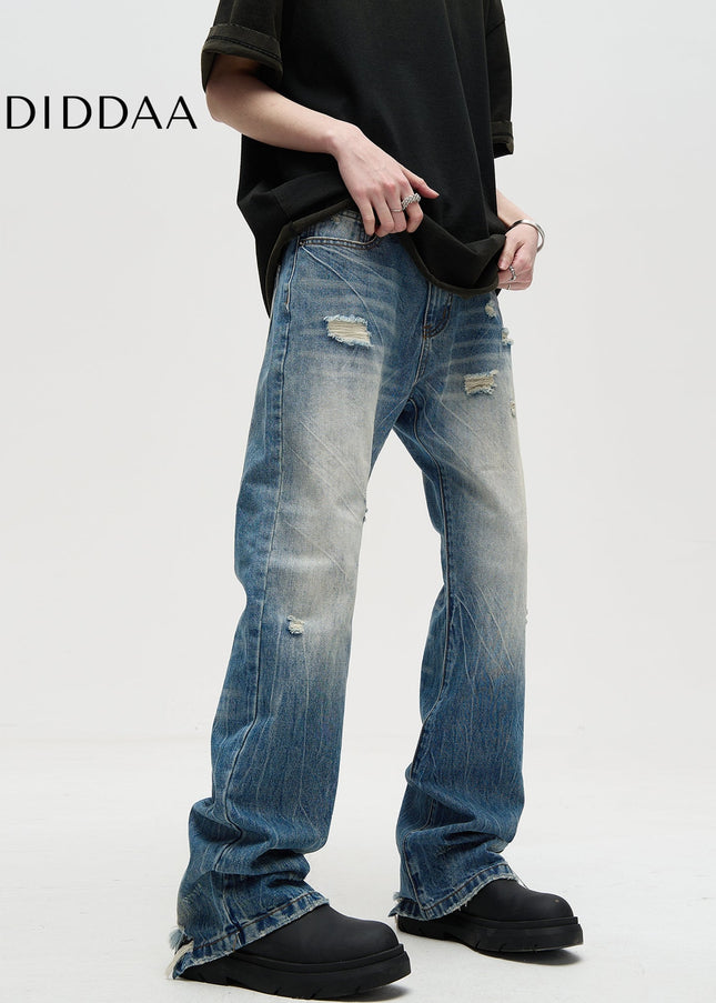 Blue Distressed Bootcut Jeans MADWITCH American Cleanfit - Men’s Jeans