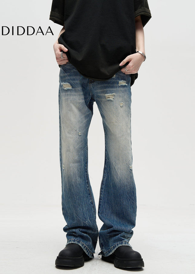 Blue Distressed Bootcut Jeans MADWITCH American Cleanfit - Men’s Jeans