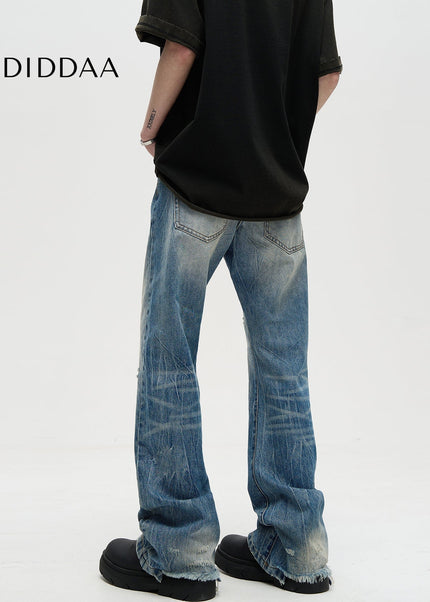 Blue Distressed Bootcut Jeans MADWITCH American Cleanfit - Men’s Jeans