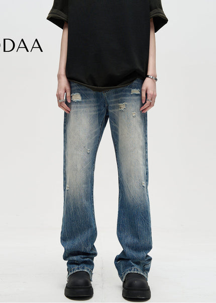 Blue Distressed Bootcut Jeans MADWITCH American Cleanfit - S / Mid Blue - Men’s Jeans