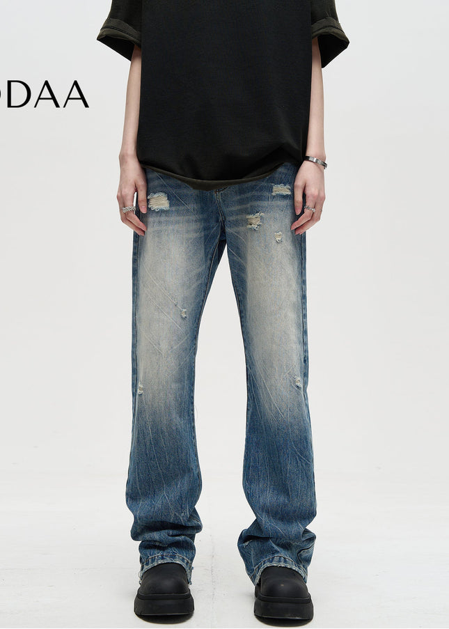 Blue Distressed Bootcut Jeans MADWITCH American Cleanfit - S / Mid Blue - Men’s Jeans