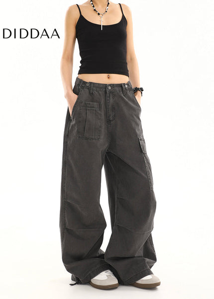 Blue Distressed Cargo Jeans Women’s Multi-Pocket Summer Design - Women’s Jeans