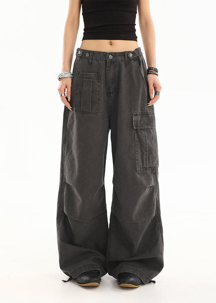 Blue Distressed Cargo Jeans Women’s Multi-Pocket Summer Design - Women’s Jeans