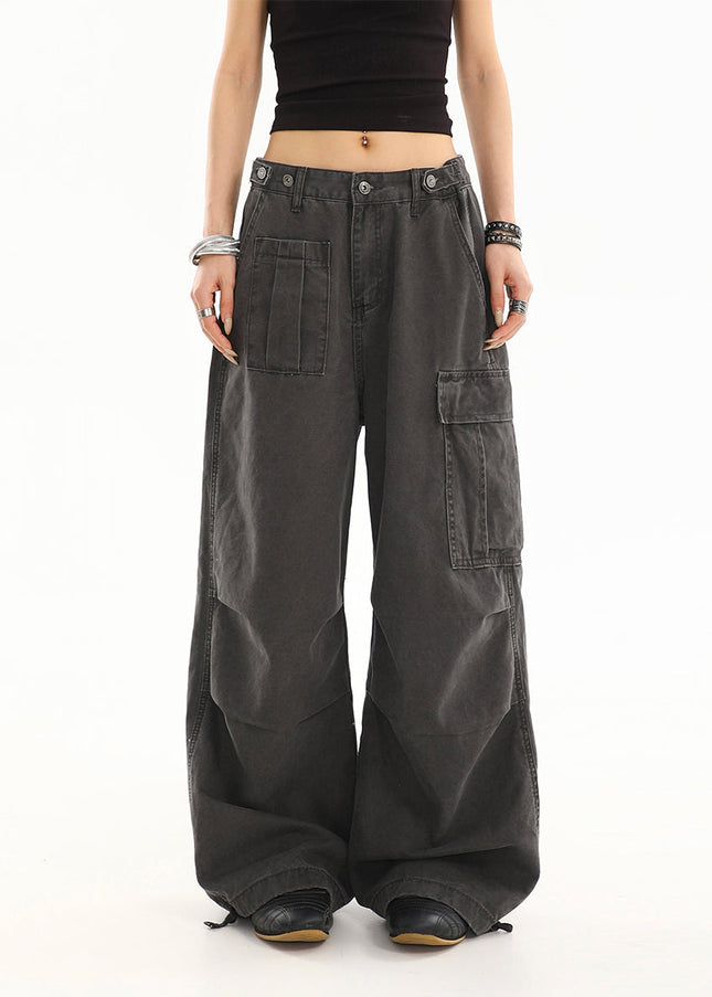 Blue Distressed Cargo Jeans Women’s Multi-Pocket Summer Design - Women’s Jeans