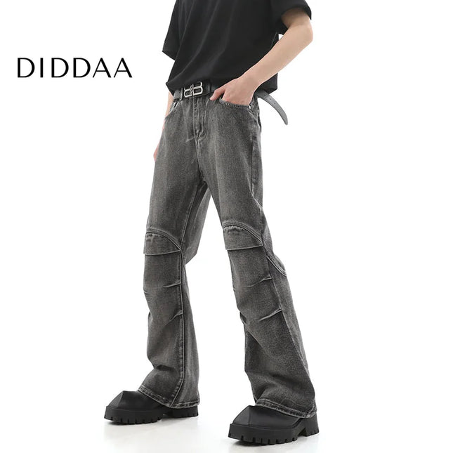 Blue Distressed Cleanfit Slim Bootcut Jeans - M / Grey - Men’s Jeans