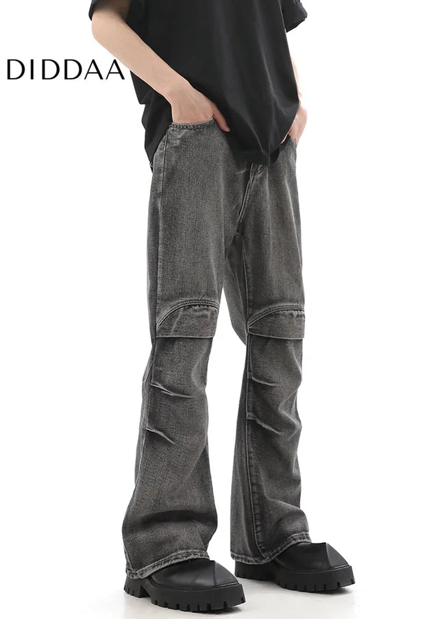 Blue Distressed Cleanfit Slim Bootcut Jeans - Men’s Jeans
