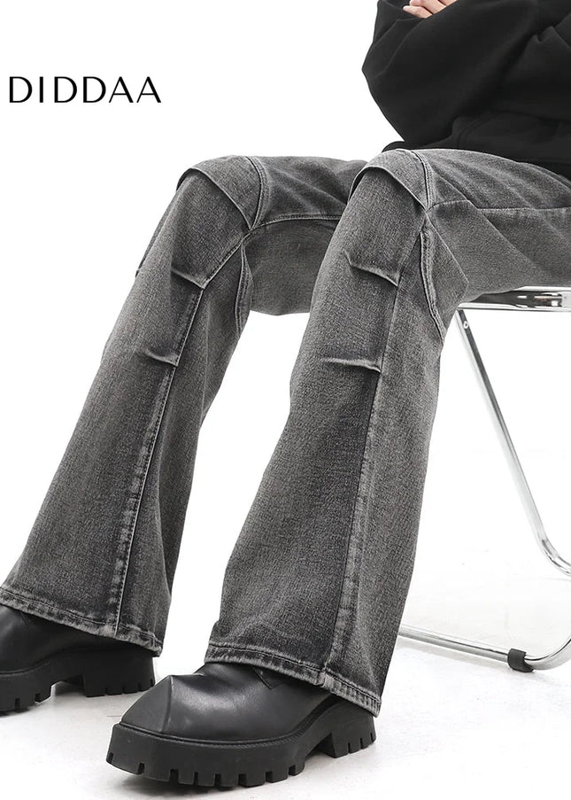 Blue Distressed Cleanfit Slim Bootcut Jeans - Men’s Jeans