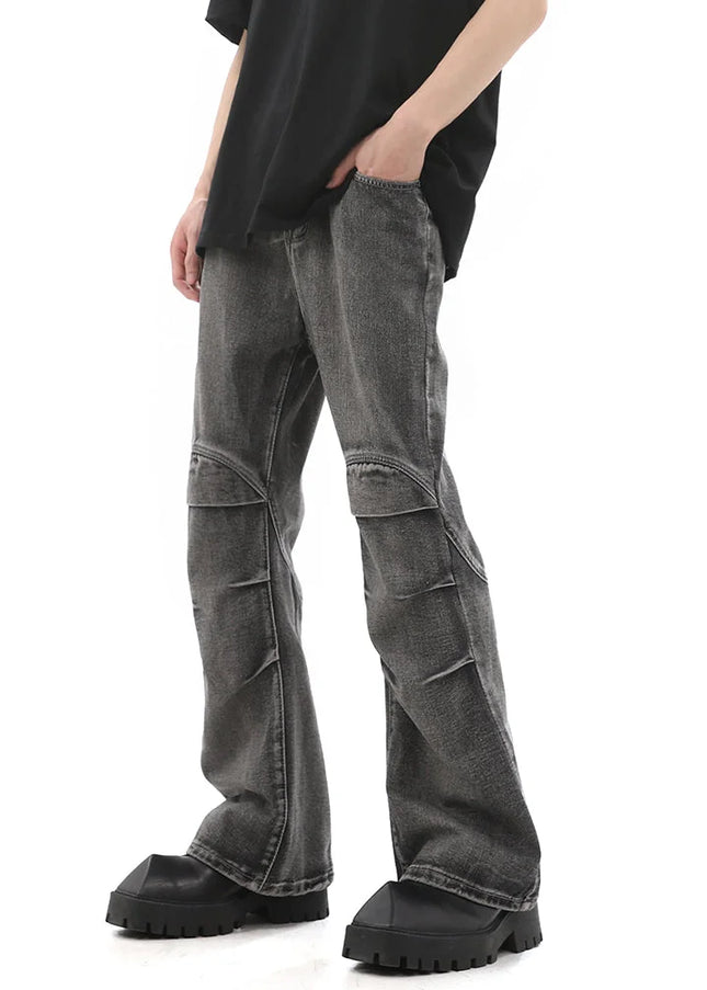 Blue Distressed Cleanfit Slim Bootcut Jeans - Men’s Jeans