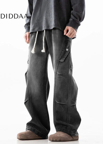 Blue Distressed Deconstructed Wide-Leg Jeans - Men’s Jeans