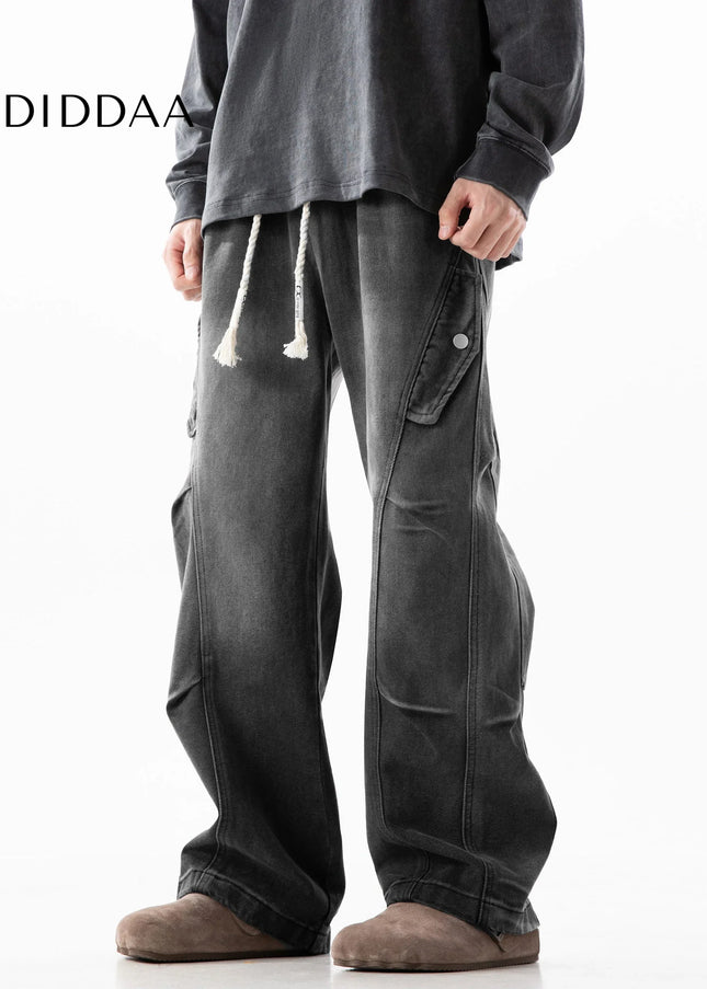 Blue Distressed Deconstructed Wide-Leg Jeans - Men’s Jeans