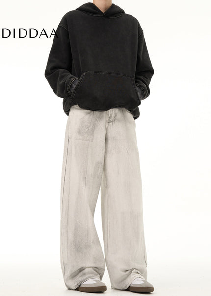 Blue Distressed Drape Jeans with Retro Design for Men - Men’s Jeans