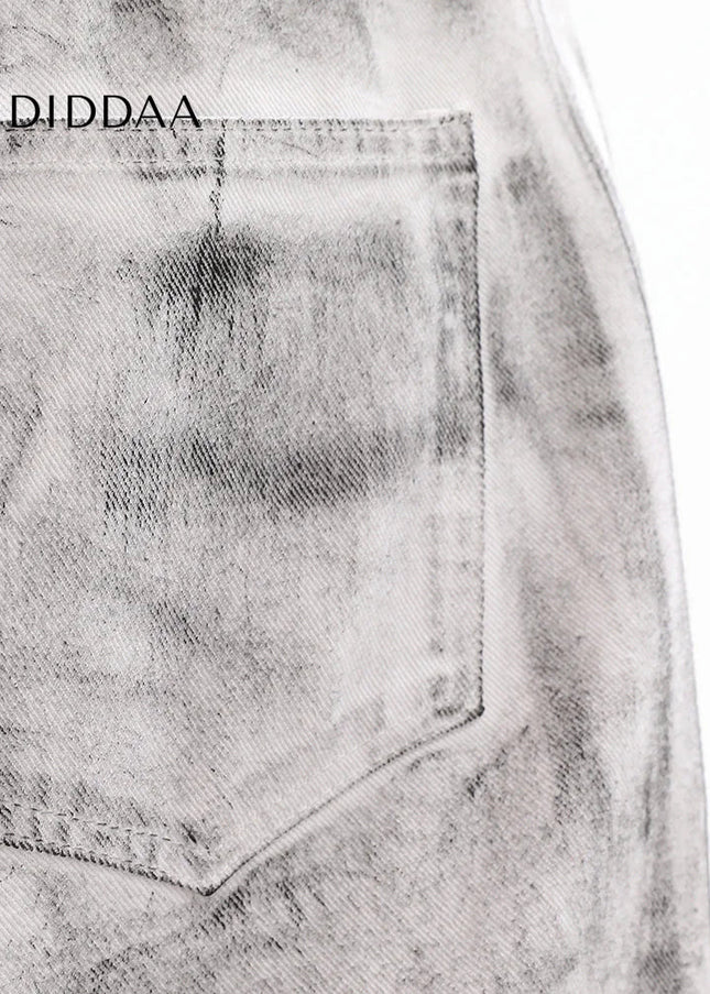 Blue Distressed Drape Wide Leg Jeans for Men - Men’s Jeans