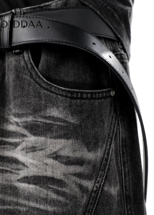 Blue Distressed Draped Wide-Leg Jeans for Men - Men’s Jeans