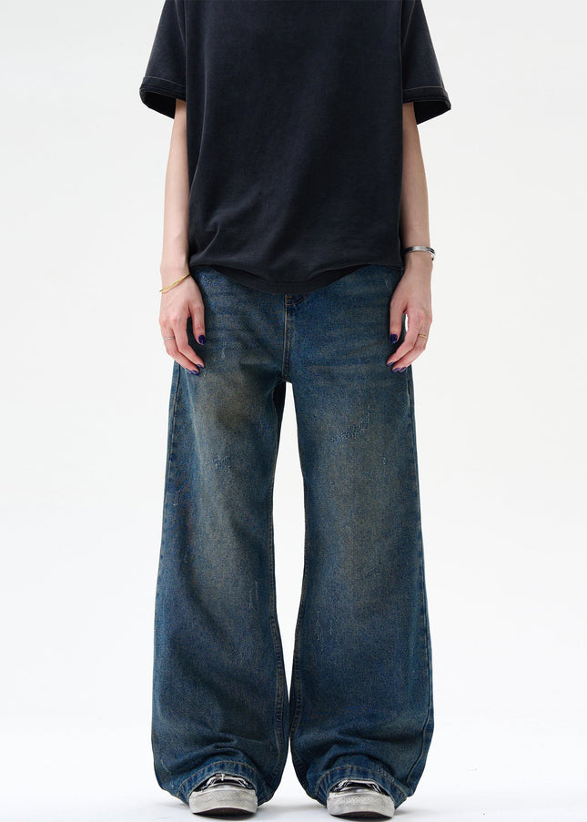 Blue Distressed Flared Jeans for Casual Vintage Style - Men’s Jeans