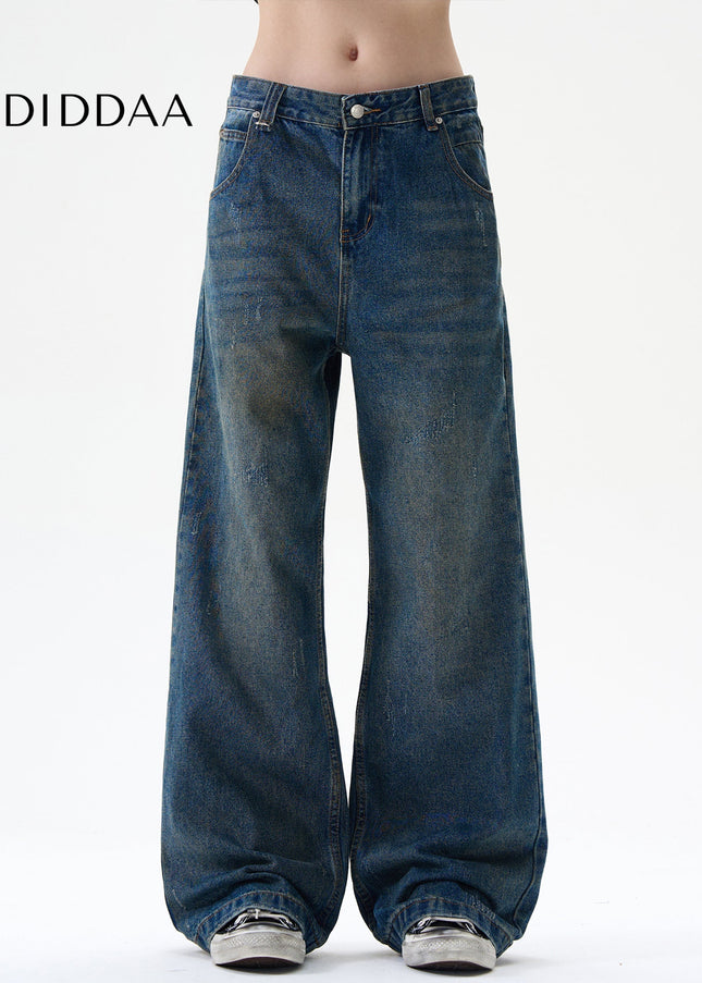 Blue Distressed Flared Jeans for Casual Vintage Style - Men’s Jeans