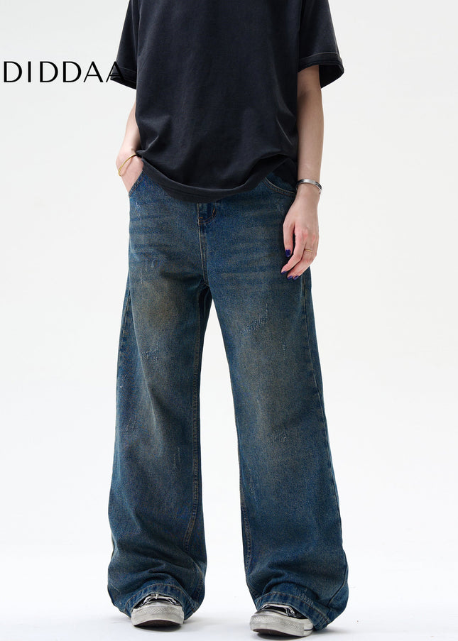 Blue Distressed Flared Jeans for Casual Vintage Style - Men’s Jeans
