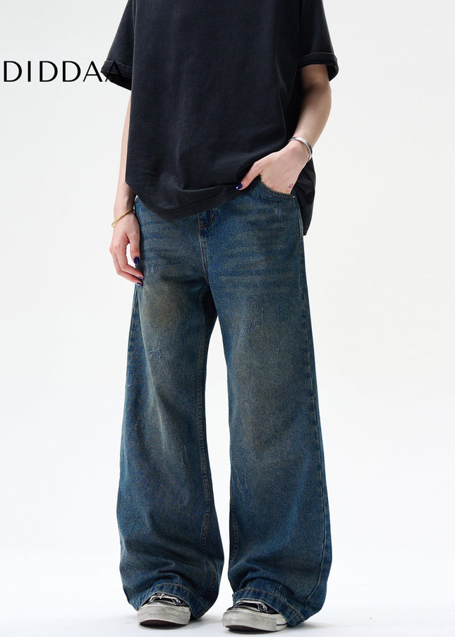 Blue Distressed Flared Jeans for Casual Vintage Style - Men’s Jeans