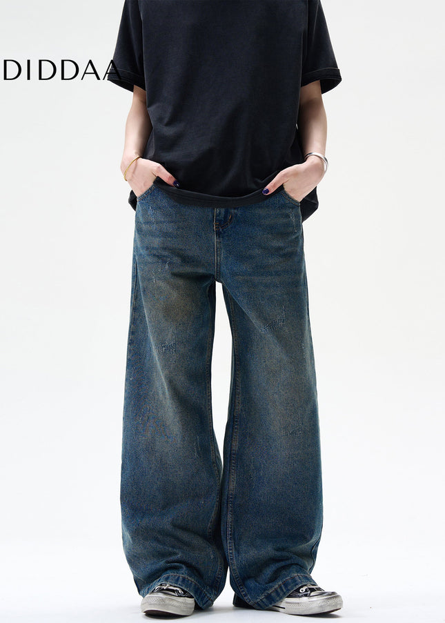 Blue Distressed Flared Jeans for Casual Vintage Style - Men’s Jeans