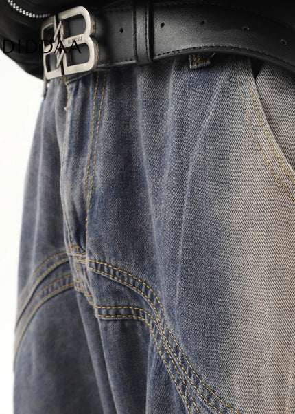 Blue Distressed Gradient Bootcut Jeans Men’s Design Sense - Men’s Jeans