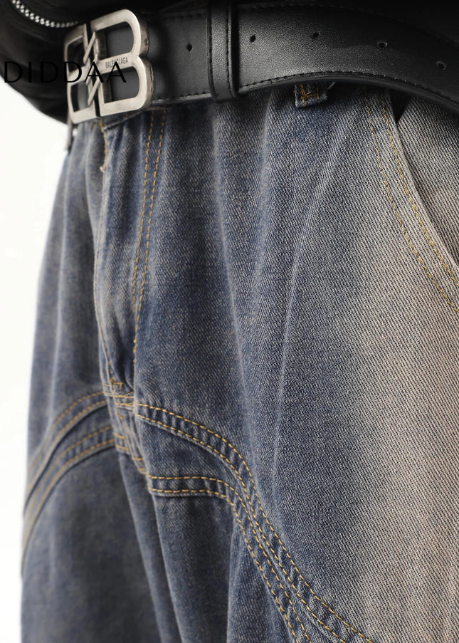 Blue Distressed Gradient Bootcut Jeans Men’s Design Sense - Men’s Jeans