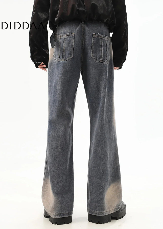 Blue Distressed Gradient Bootcut Jeans Men’s Design Sense - Men’s Jeans