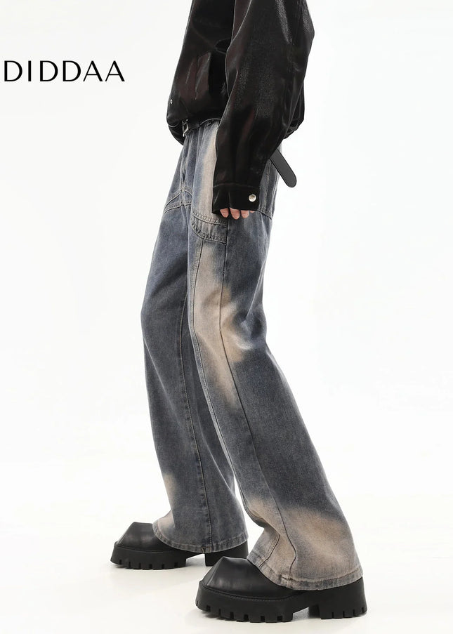 Blue Distressed Gradient Bootcut Jeans Men’s Design Sense - Men’s Jeans