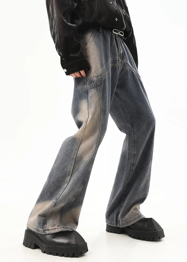 Blue Distressed Gradient Bootcut Jeans Men’s Design Sense - Men’s Jeans