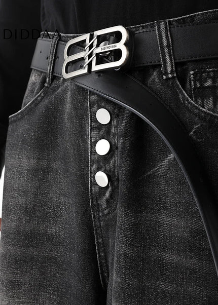 Blue Distressed Gradient Loose Wide-Leg Jeans - Men’s Jeans