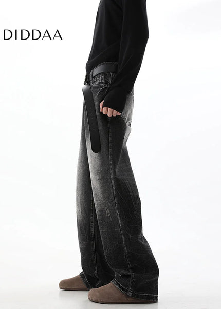 Blue Distressed Gradient Loose Wide-Leg Jeans - Men’s Jeans