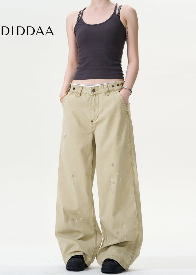 Blue Distressed Ink Splash Straight Jeans for Men - Men’s Jeans