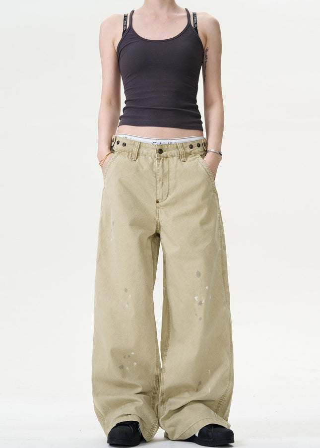 Blue Distressed Ink Splash Straight Jeans for Men - Men’s Jeans