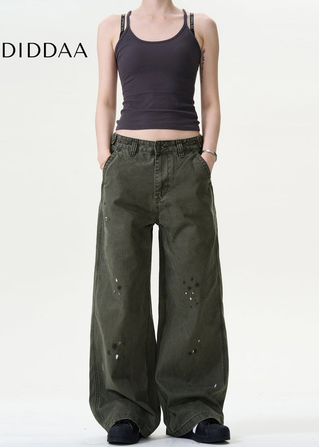 Blue Distressed Ink Splash Straight Jeans for Men - Men’s Jeans