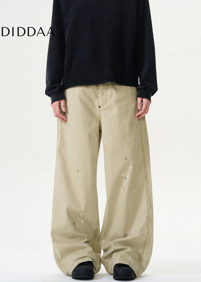 Blue Distressed Ink Splash Straight Jeans for Men - Men’s Jeans