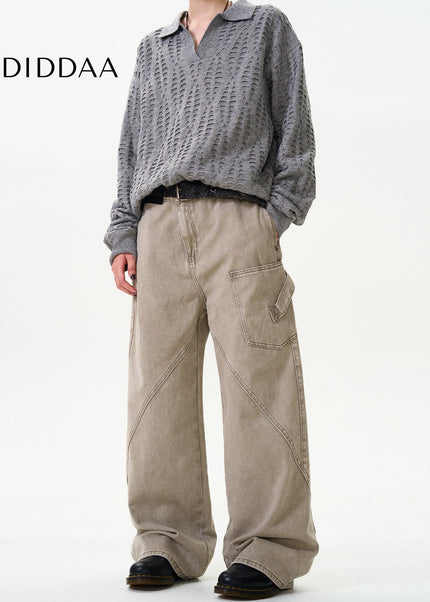 Blue Distressed Loose Cargo Jeans for Men and Women - Men’s Jeans