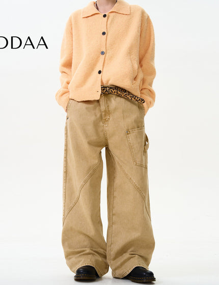 Blue Distressed Loose Cargo Jeans for Men and Women - S / Khaki - Men’s Jeans