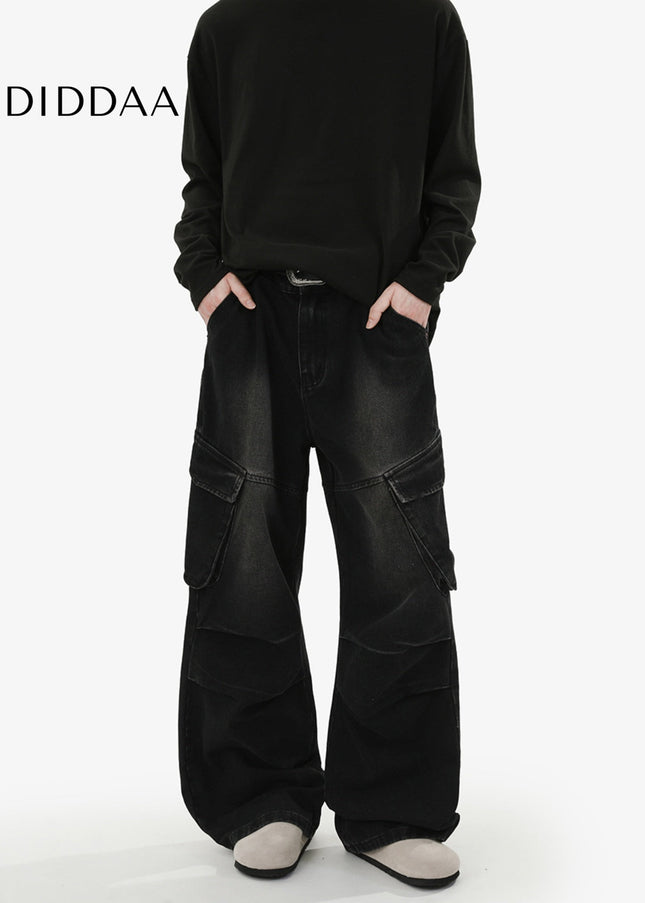 Blue Distressed Loose Fit Cargo Jeans for Men - Men’s Jeans