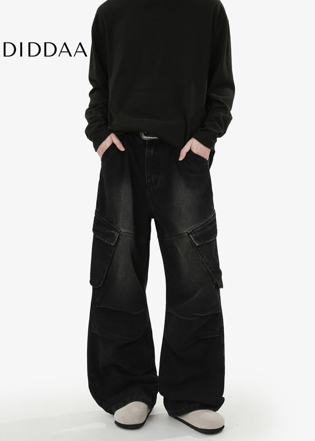 Blue Distressed Loose Fit Cargo Jeans for Men - Men’s Jeans