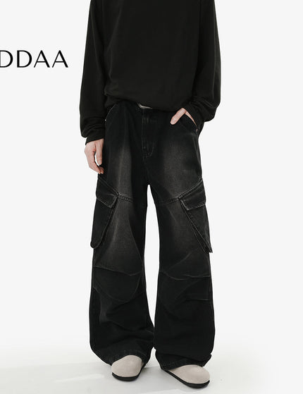 Blue Distressed Loose Fit Cargo Jeans for Men - S / Black - Men’s Jeans