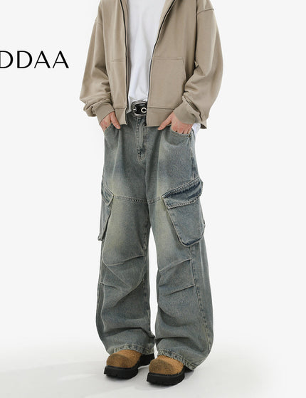 Blue Distressed Loose Fit Cargo Jeans for Men - S / Vintage Blue - Men’s Jeans