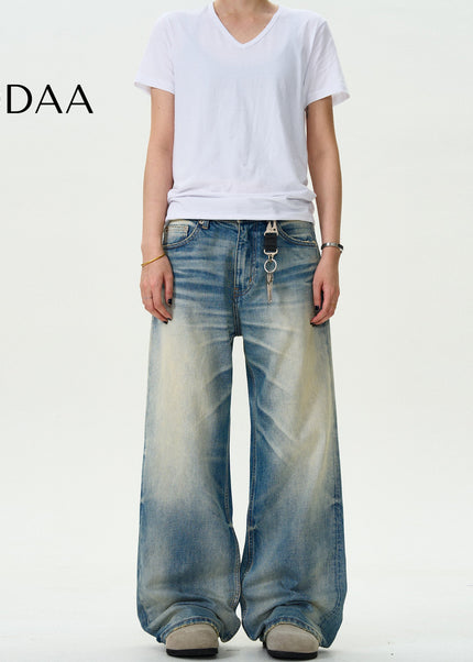 Blue Distressed Loose Fit Jeans for Men and Women - S / Mid Blue - Men’s Jeans
