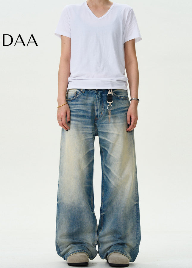 Blue Distressed Loose Fit Jeans for Men and Women - S / Mid Blue - Men’s Jeans